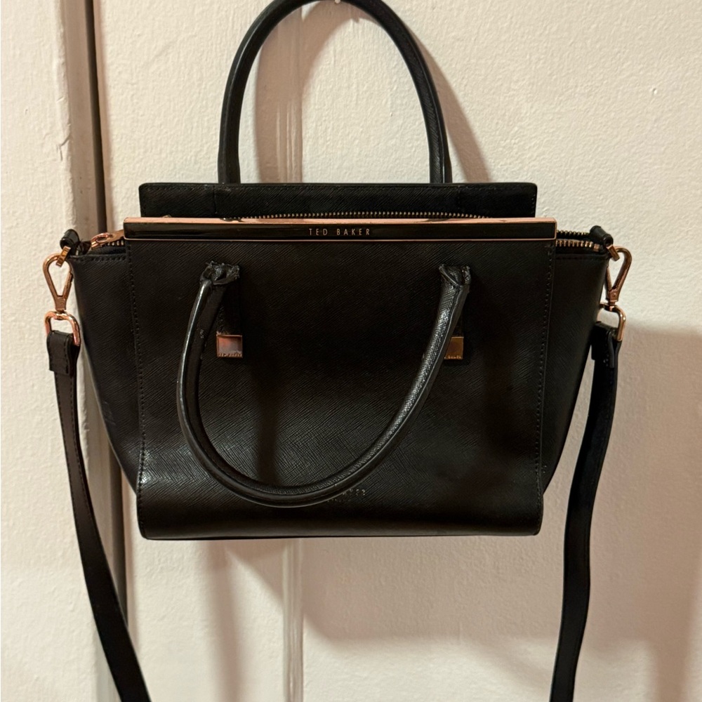 Ted Baker Black Satchel with Gold Accents